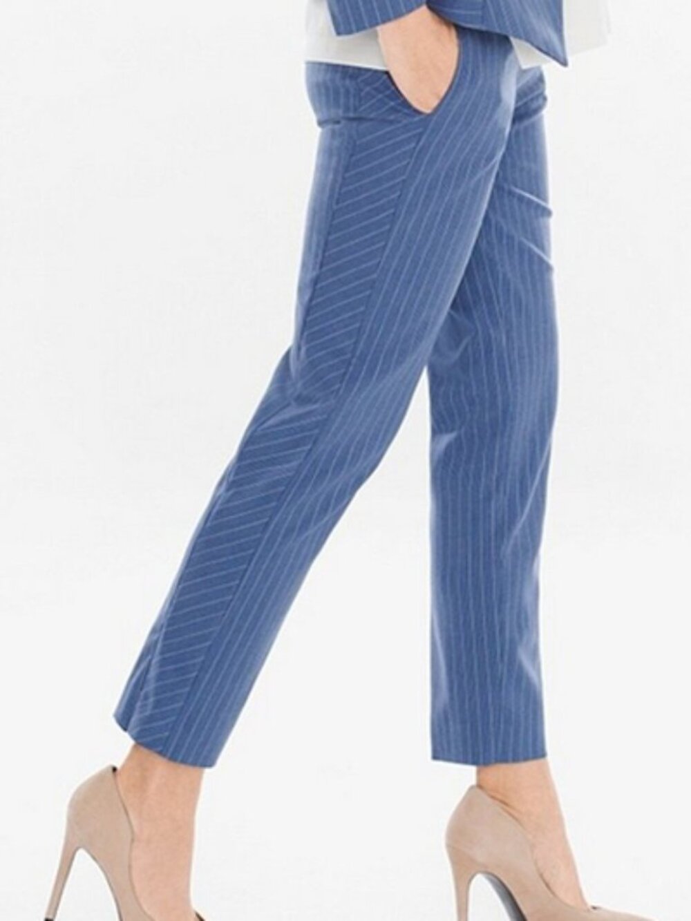 Chico's Black Label Blue White Striped Pants size 2